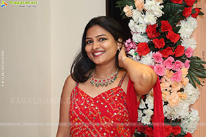 Priya Inturu in Red Designer Dress, HD Photo Gallery