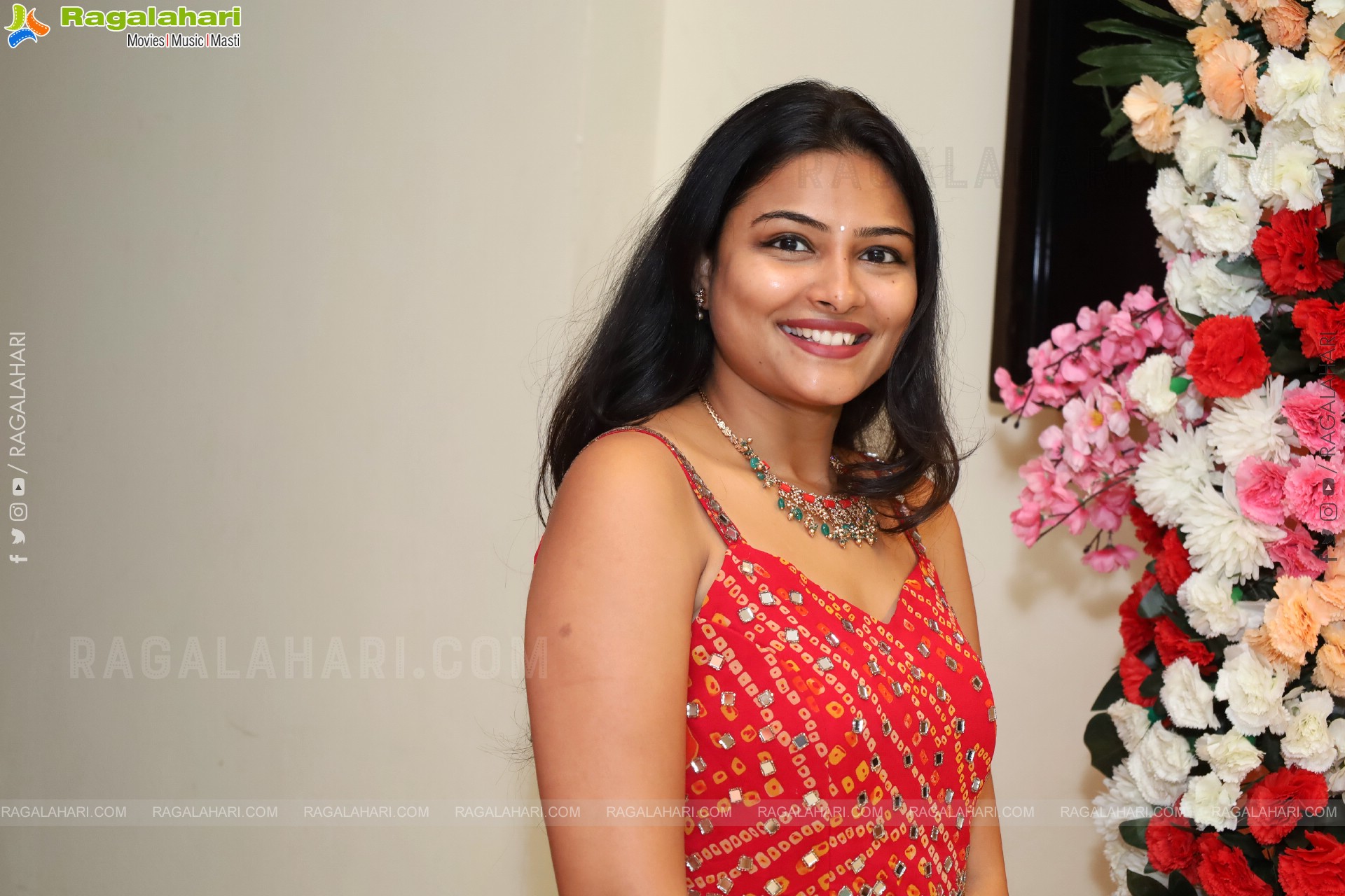 Priya Inturu in Red Designer Dress, HD Photo Gallery