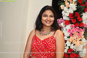 Priya Inturu in Red Designer Dress, HD Photo Gallery