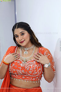 Chandni Bhagwanani in Orange Lehenga Choli, HD Gallery
