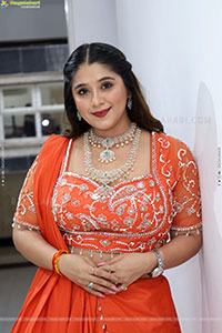 Chandni Bhagwanani in Orange Lehenga Choli, HD Gallery