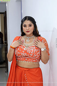 Chandni Bhagwanani in Orange Lehenga Choli, HD Gallery