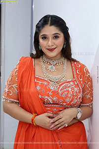Chandni Bhagwanani in Orange Lehenga Choli, HD Gallery