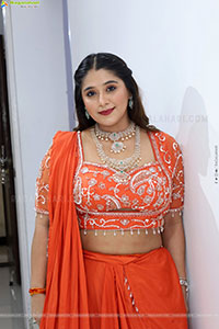 Chandni Bhagwanani in Orange Lehenga Choli, HD Gallery