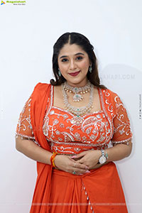 Chandni Bhagwanani in Orange Lehenga Choli, HD Gallery