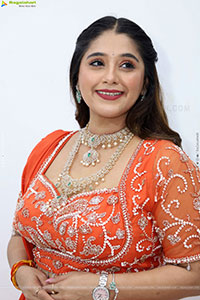 Chandni Bhagwanani in Orange Lehenga Choli, HD Gallery