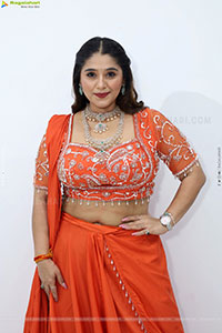 Chandni Bhagwanani in Orange Lehenga Choli, HD Gallery