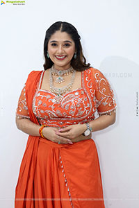 Chandni Bhagwanani in Orange Lehenga Choli, HD Gallery