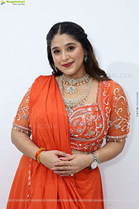 Chandni Bhagwanani in Orange Lehenga Choli, HD Gallery