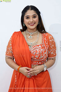 Chandni Bhagwanani in Orange Lehenga Choli, HD Gallery
