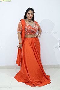 Chandni Bhagwanani in Orange Lehenga Choli, HD Gallery