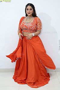Chandni Bhagwanani in Orange Lehenga Choli, HD Gallery