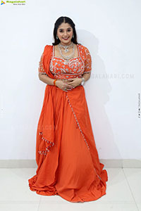 Chandni Bhagwanani in Orange Lehenga Choli, HD Gallery