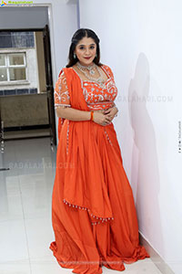 Chandni Bhagwanani in Orange Lehenga Choli, HD Gallery