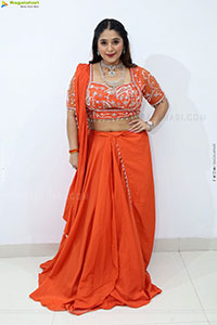 Chandni Bhagwanani in Orange Lehenga Choli, HD Gallery