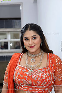 Chandni Bhagwanani in Orange Lehenga Choli, HD Gallery