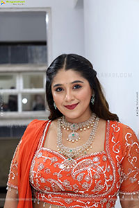 Chandni Bhagwanani in Orange Lehenga Choli, HD Gallery