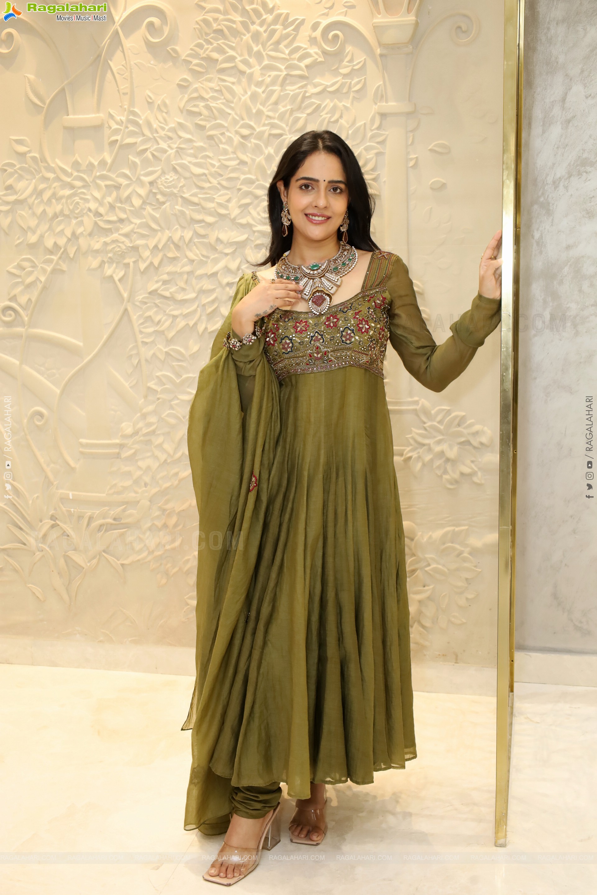 Malvi Malhotra stills in Green Designer Dress, HD Gallery