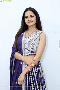 Priyanka Chowdary stills in Designer Lehenga Choli