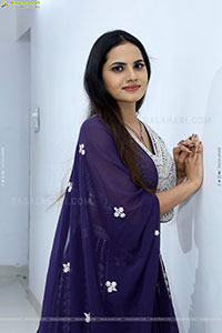 Priyanka Chowdary stills in Designer Lehenga Choli