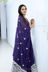 Priyanka Chowdary stills in Designer Lehenga Choli