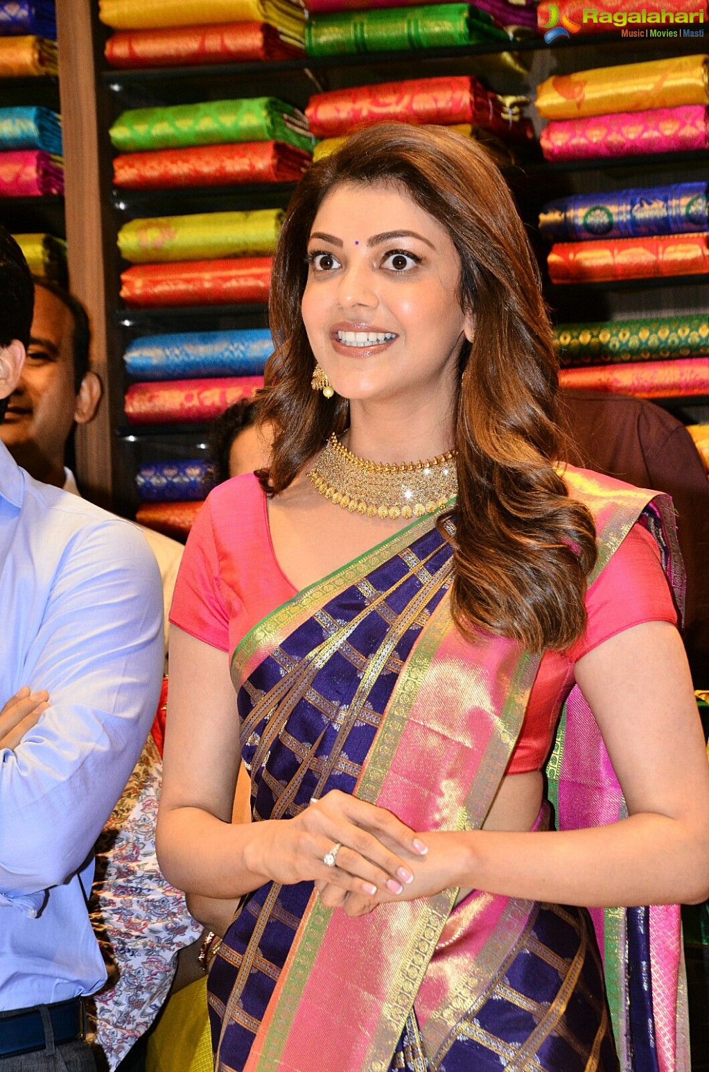 Kajal Aggarwal in Pattu Saree at Chennai Shopping Mall, Images