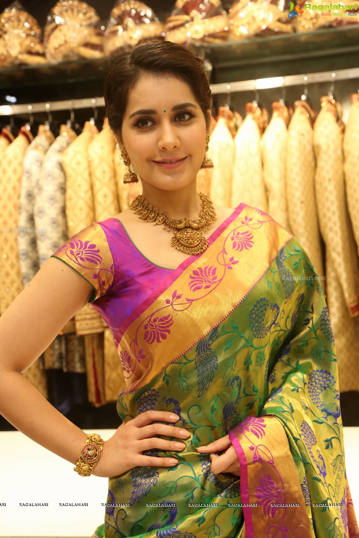 Gorgeous Raashi Khanna in Saree at South Indian Shopping Mall