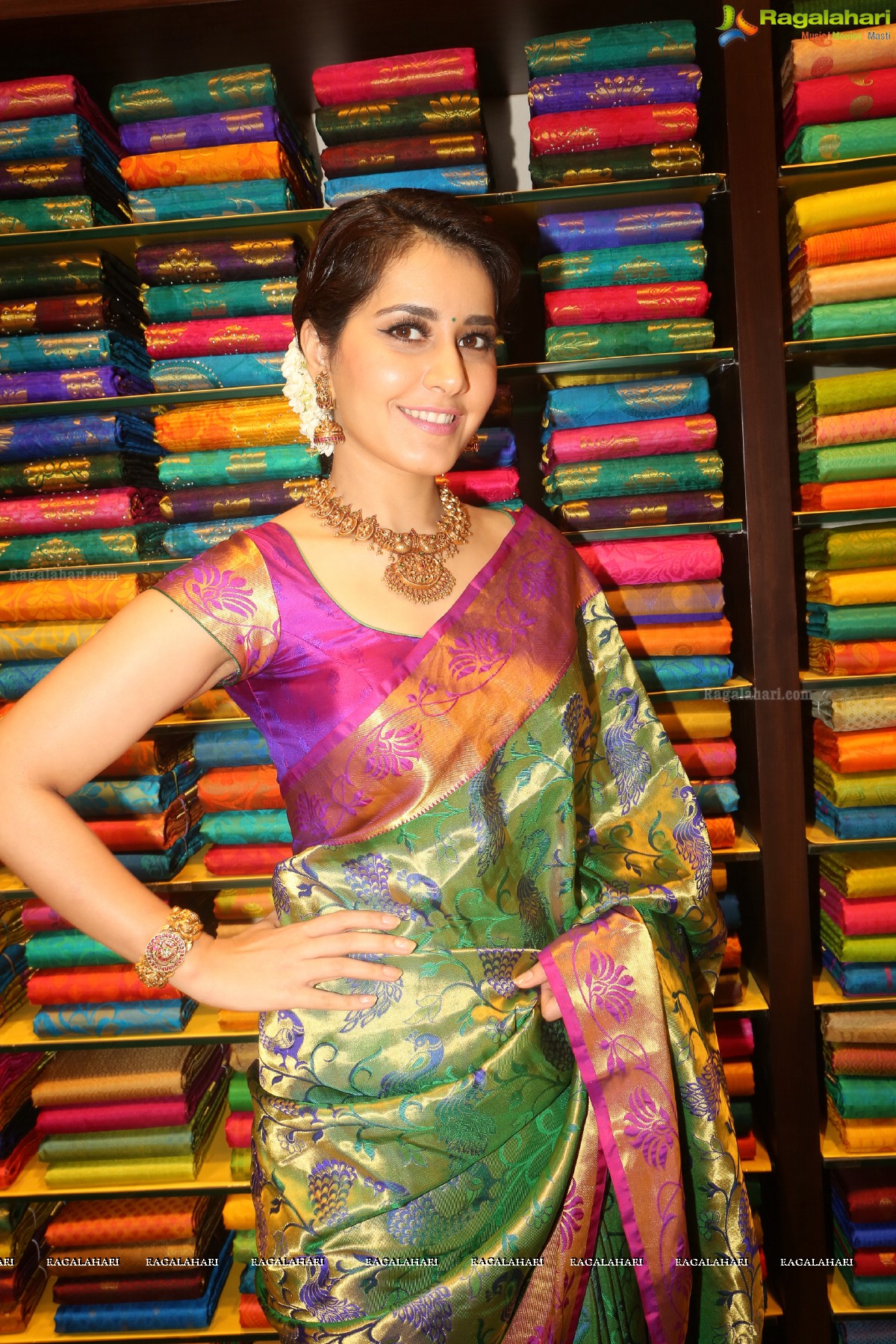 Gorgeous Raashi Khanna in Saree at South Indian Shopping Mall