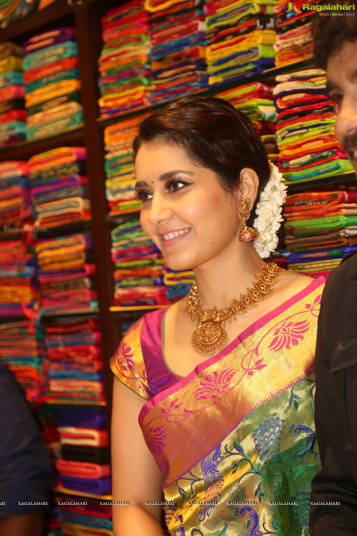 Gorgeous Raashi Khanna in Saree at South Indian Shopping Mall