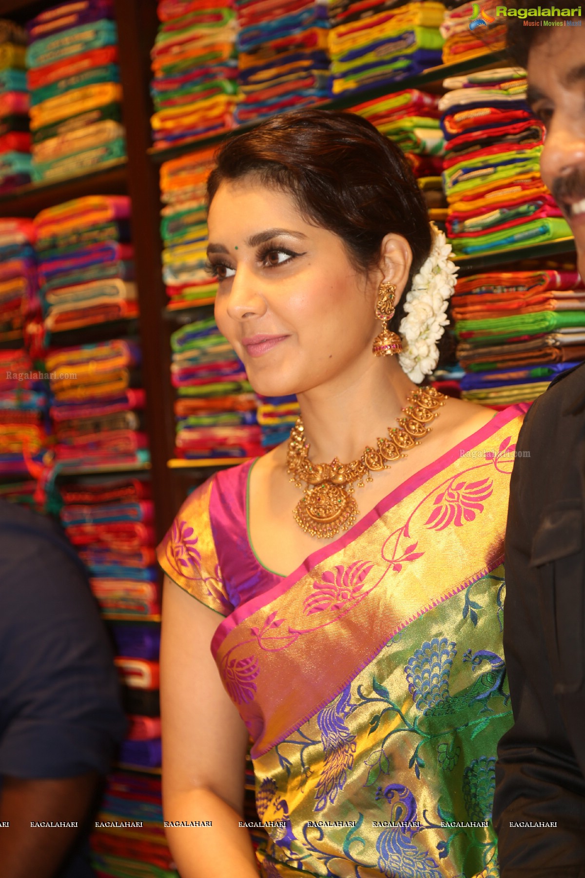 Gorgeous Raashi Khanna in Saree at South Indian Shopping Mall