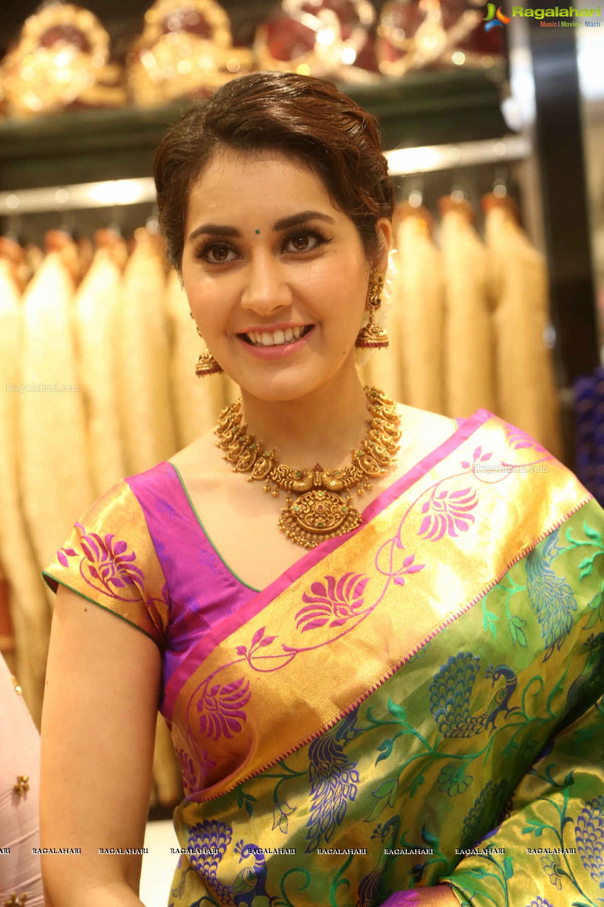 Gorgeous Raashi Khanna in Saree at South Indian Shopping Mall