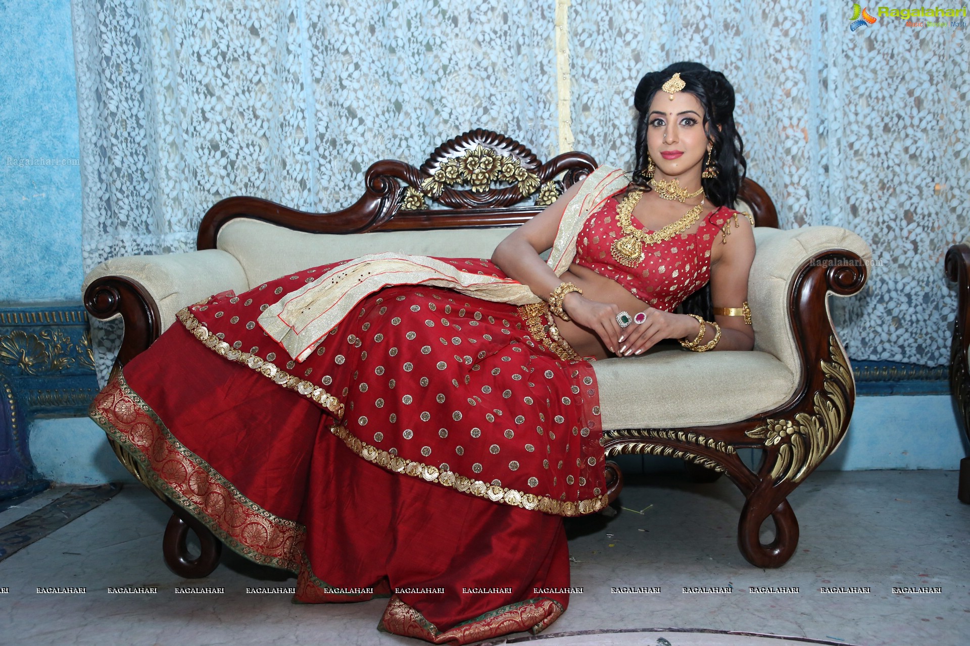 Sanjjanaa Galrani on The Sets of Swarna Khadgam (HD Photos)