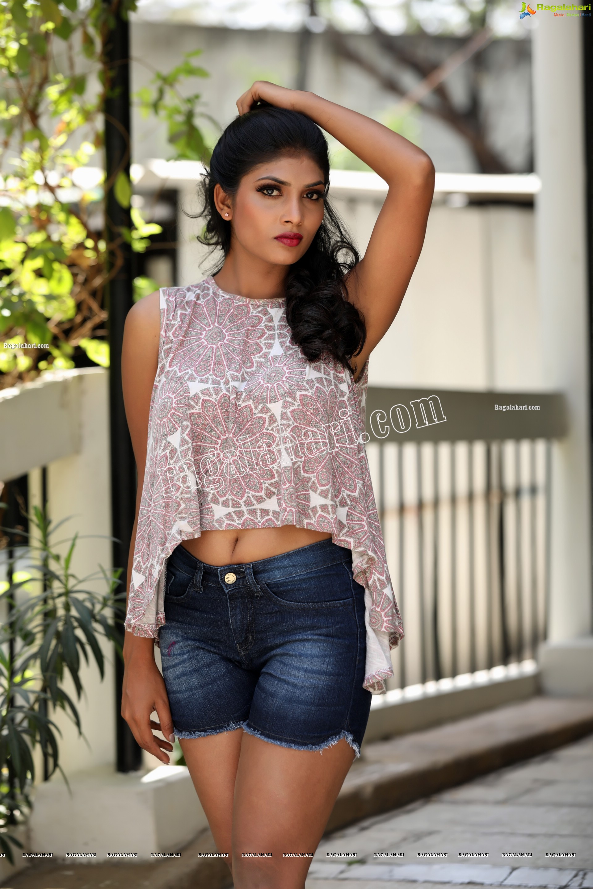 Bhavni Naidu T in Denim Shorts and Crop Top Exclusive Photo Shoot