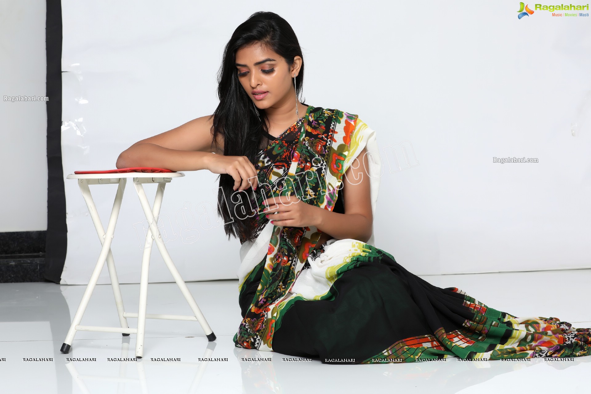 Heena Farheen in Printed Chiffon Saree Exclusive Photo Shoot