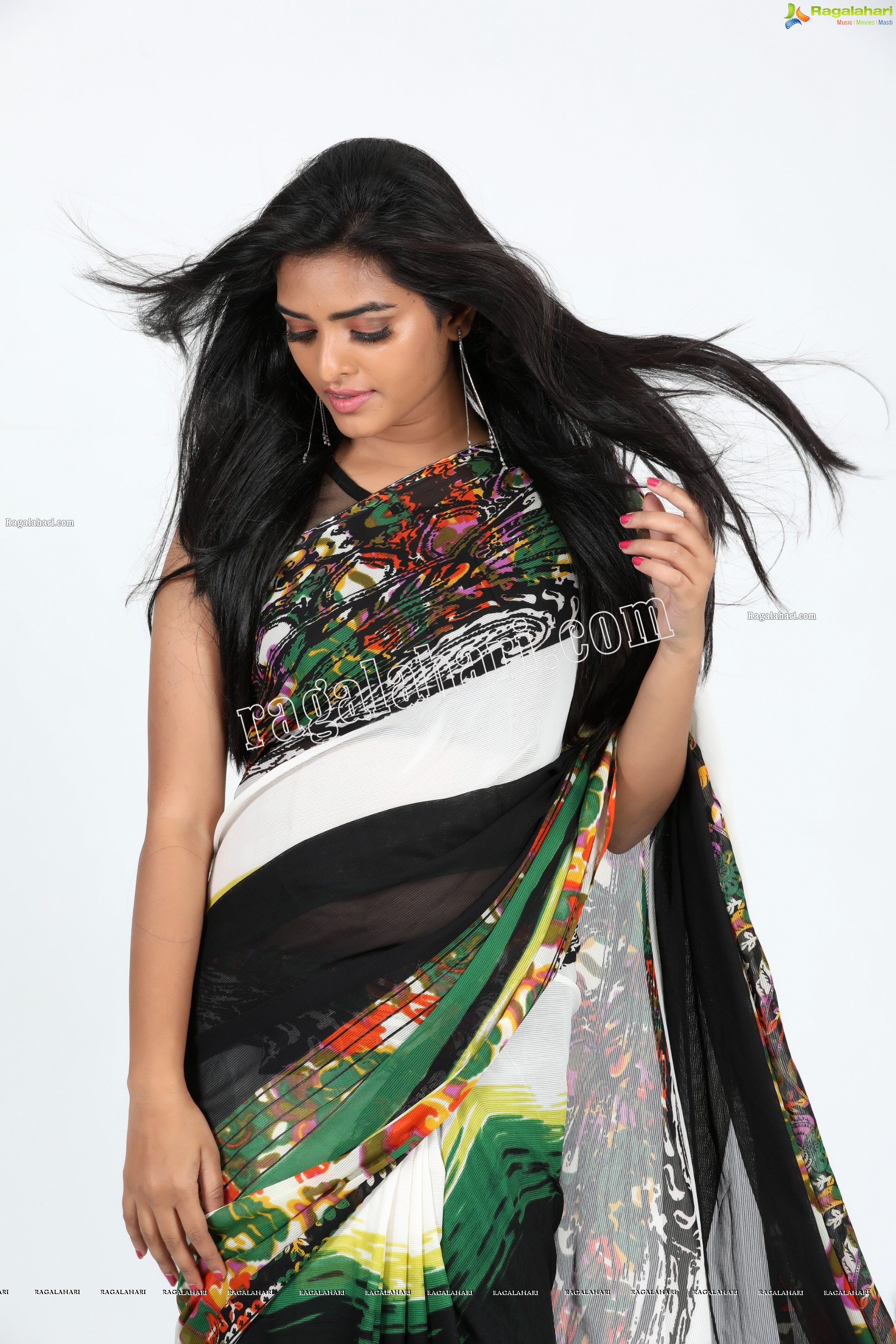 Heena Farheen in Printed Chiffon Saree Exclusive Photo Shoot