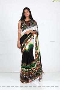 Heena Farheen in Printed Chiffon Saree