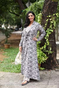 Lasya Sri in Ash Blue Floral Printed Long Dress