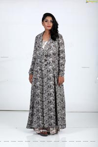 Lasya Sri in Ash Blue Floral Printed Long Dress