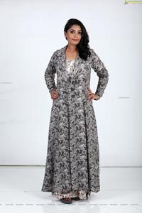 Lasya Sri in Ash Blue Floral Printed Long Dress