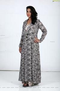 Lasya Sri in Ash Blue Floral Printed Long Dress