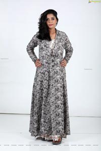 Lasya Sri in Ash Blue Floral Printed Long Dress