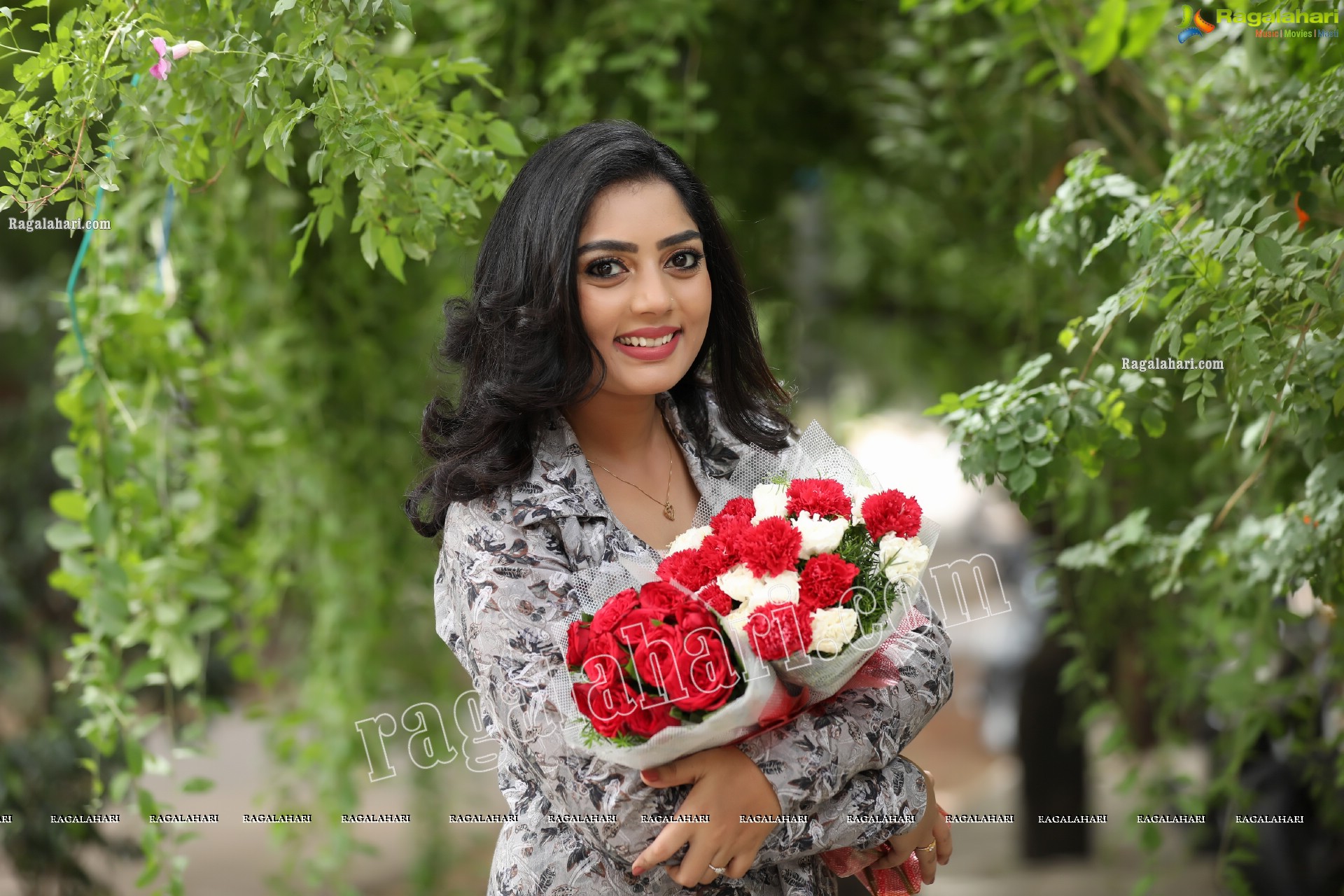 Lasya Sri in Ash Blue Floral Printed Long Dress, Exclusive Photo Shoot