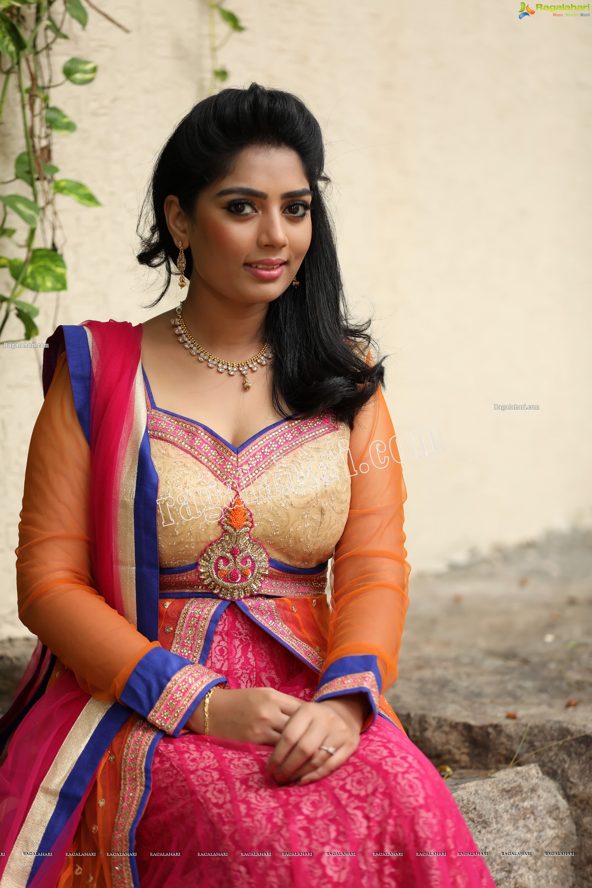 Lasya Sri in Pink and Orange Embellished Lehenga Choli, Exclusive Photo Shoot