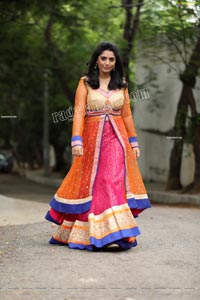 Lasya Sri in Pink and Orange Embellished Lehenga Choli