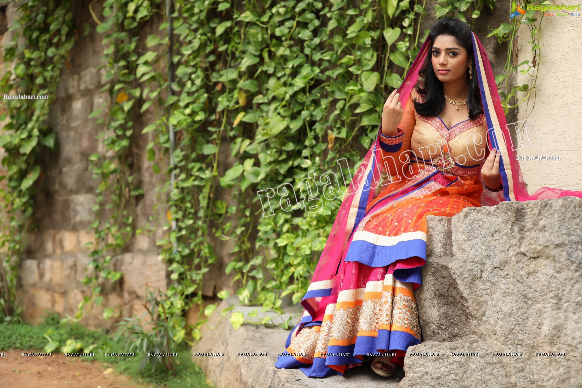 Lasya Sri in Pink and Orange Embellished Lehenga Choli, Exclusive Photo Shoot