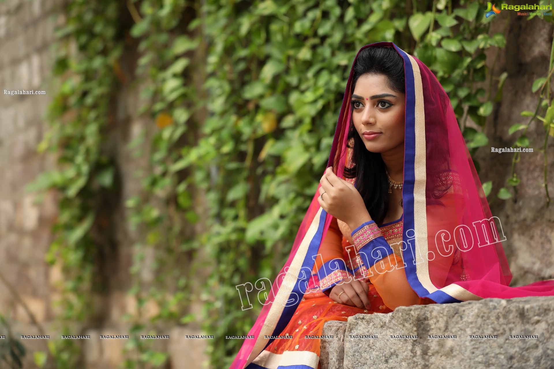 Lasya Sri in Pink and Orange Embellished Lehenga Choli, Exclusive Photo Shoot