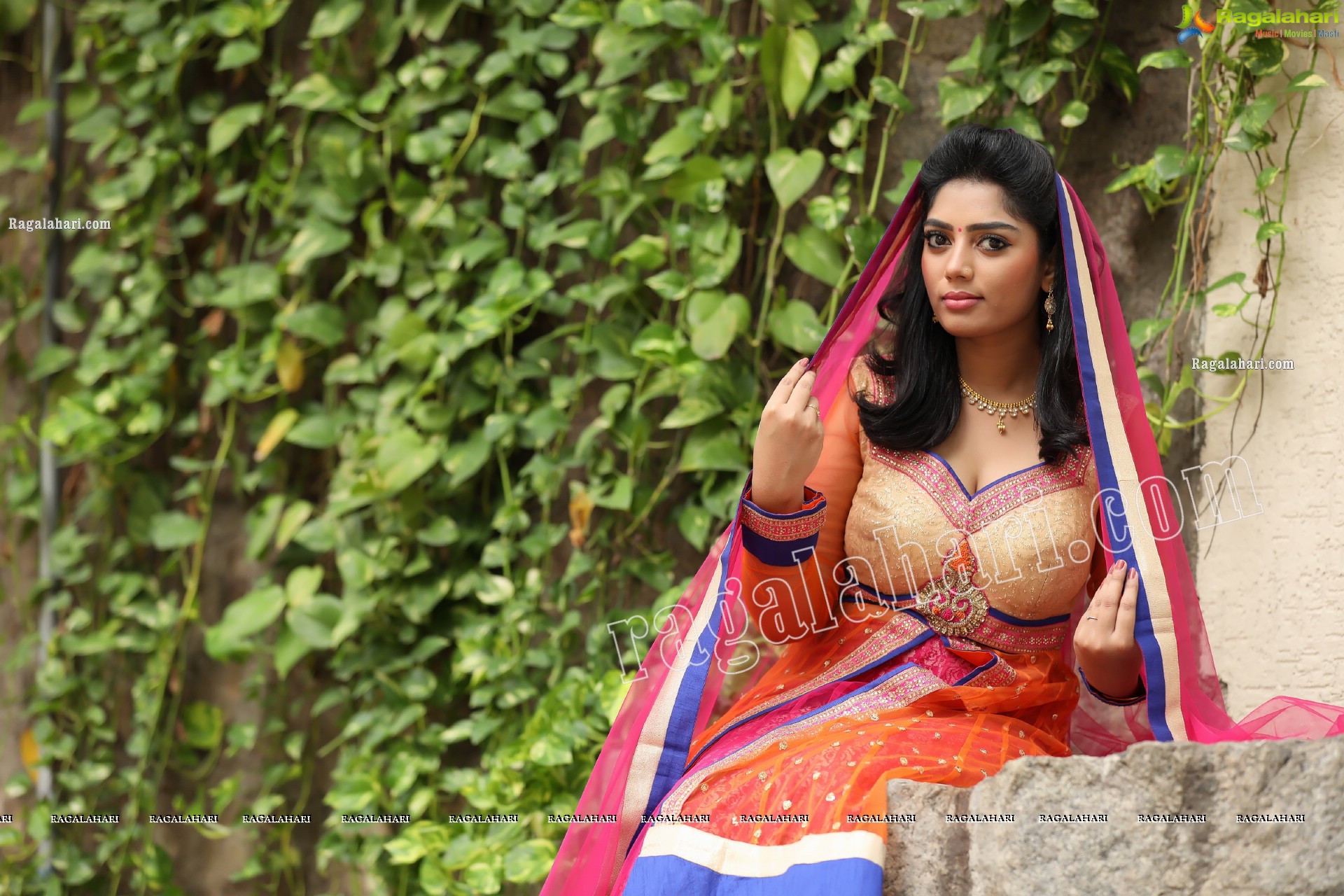 Lasya Sri in Pink and Orange Embellished Lehenga Choli, Exclusive Photo Shoot