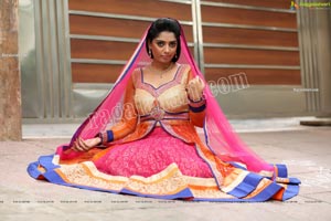 Lasya Sri in Pink and Orange Embellished Lehenga Choli