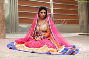 Lasya Sri in Pink and Orange Embellished Lehenga Choli