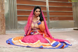 Lasya Sri in Pink and Orange Embellished Lehenga Choli